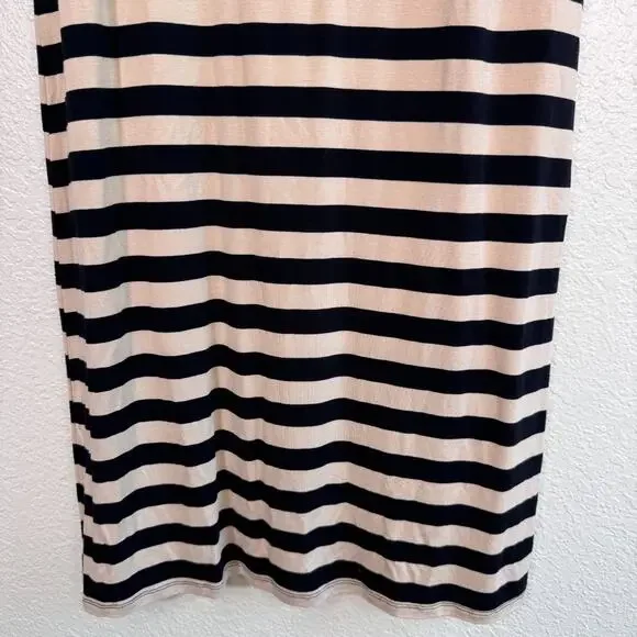 Rachel Parcell T Shirt Dress Womens XL Stripe Rayon Jersey Casual Soft Black Tan - Picture 5 of 11